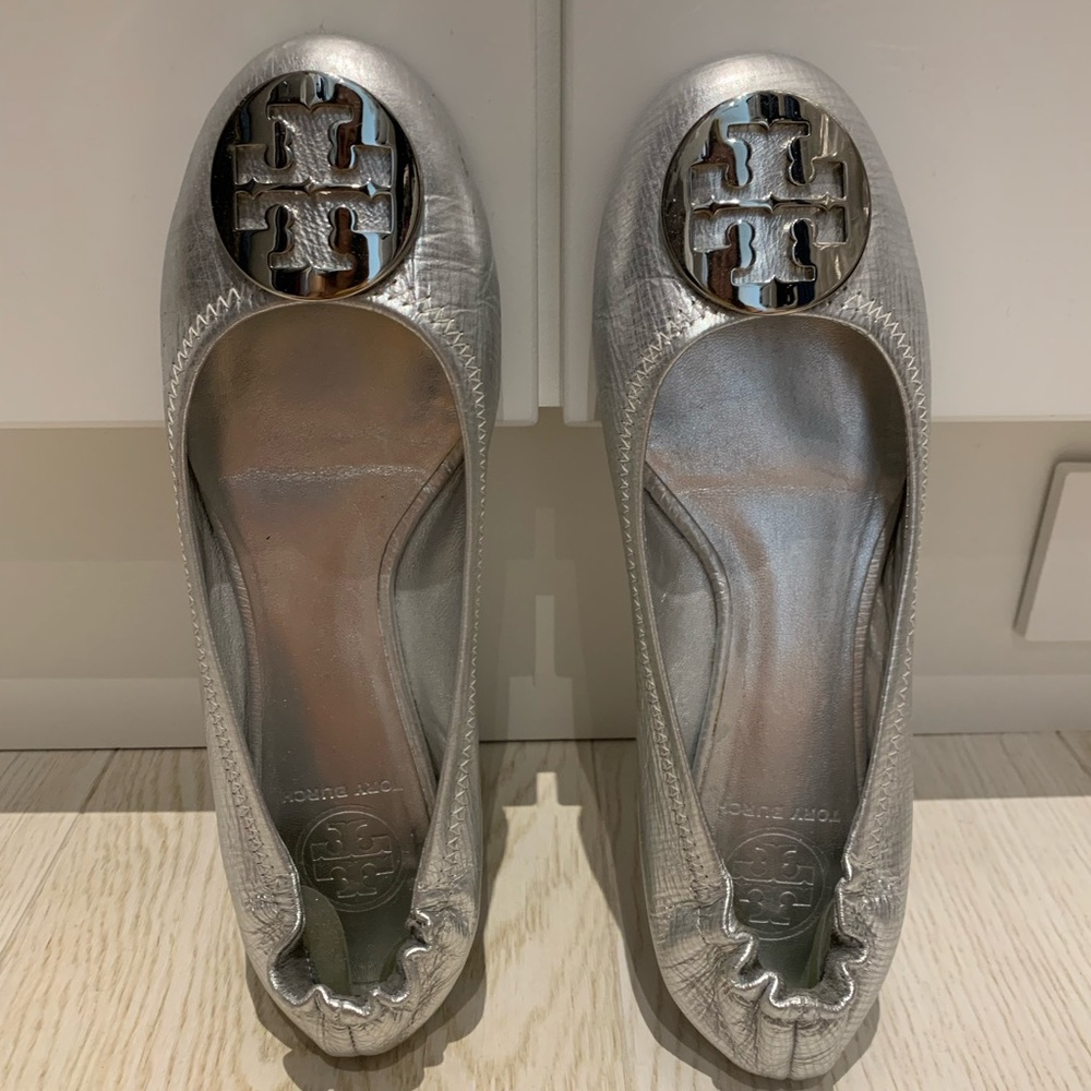 Silver Tory Burch flats, size 6.5 womens